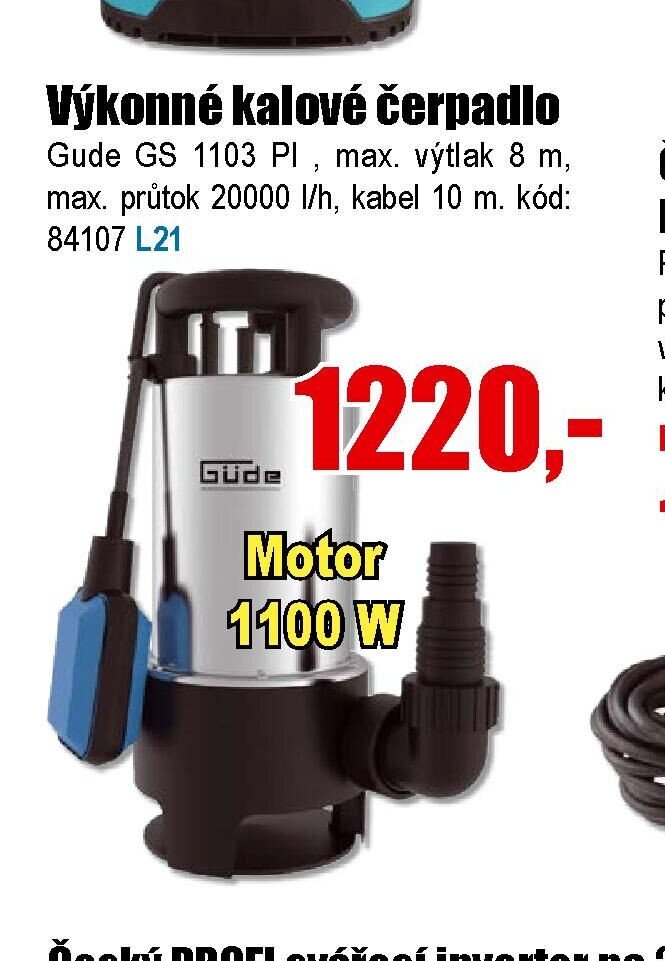 Výkonné kalové čerpadlo Gude GS 1103 PI