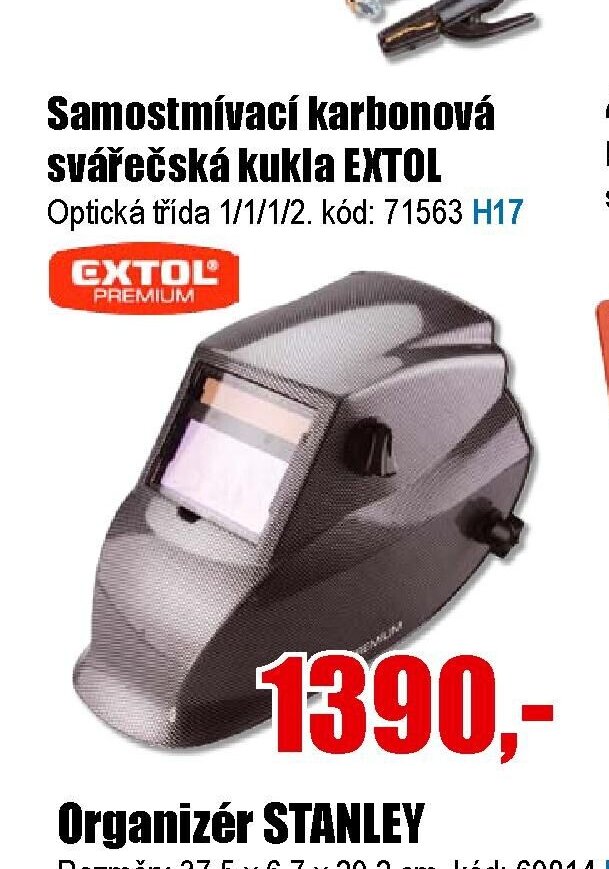 Samostmívací karbonová svářečská kukla EXTOL