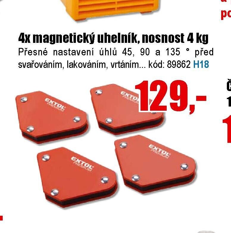 4x magnetický úhelník