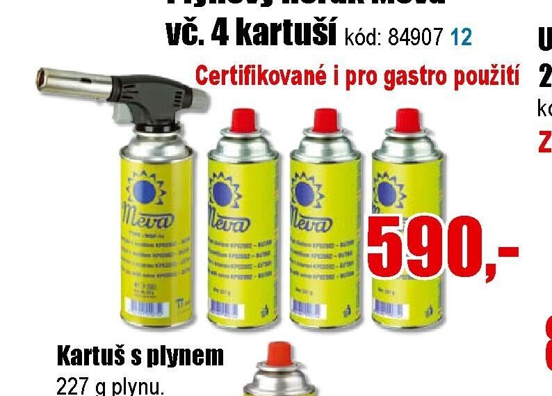 Plynový hořák Meva vč. 4 kartuší