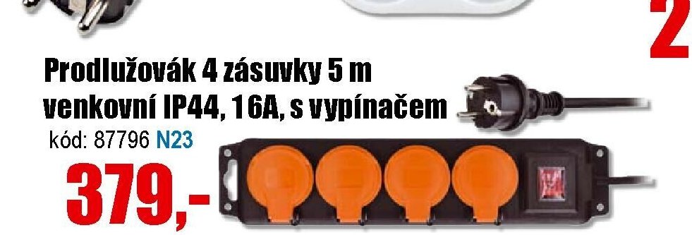 Prodlužovák 4 zásuvky 5 m
