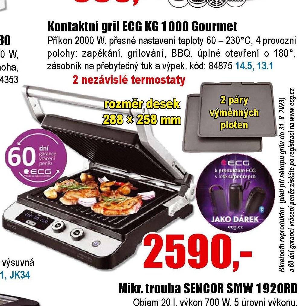 Kontaktní gril ECG KG 1000 Gourmet