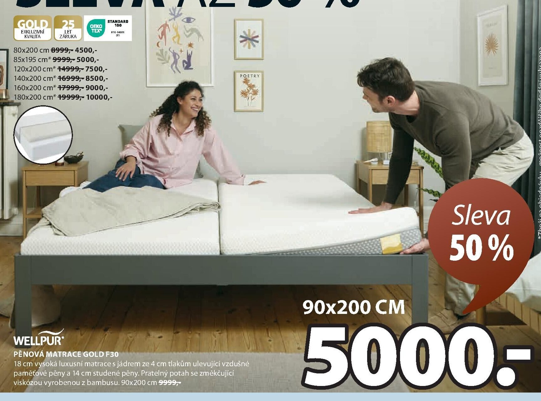 PĚNOVÁ MATRACE GOLD F30