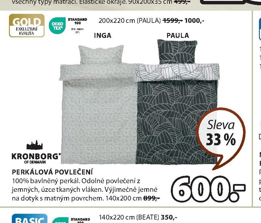 Perkálové povlečení INGA / PAULA