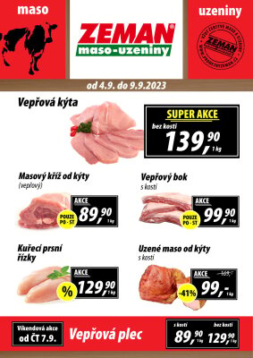 aktuální leták ZEMAN maso - uzeniny 4.9.2023-9.9.2023