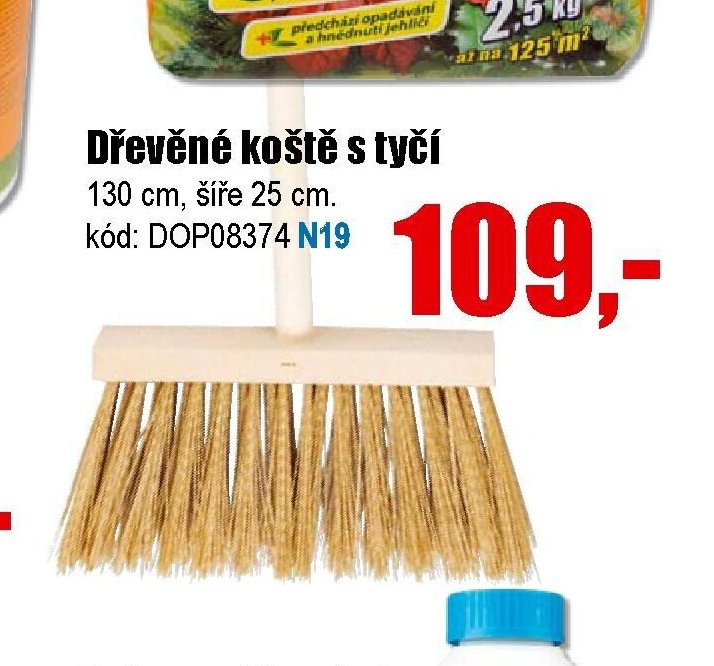 Dřevěné koště s tyčí