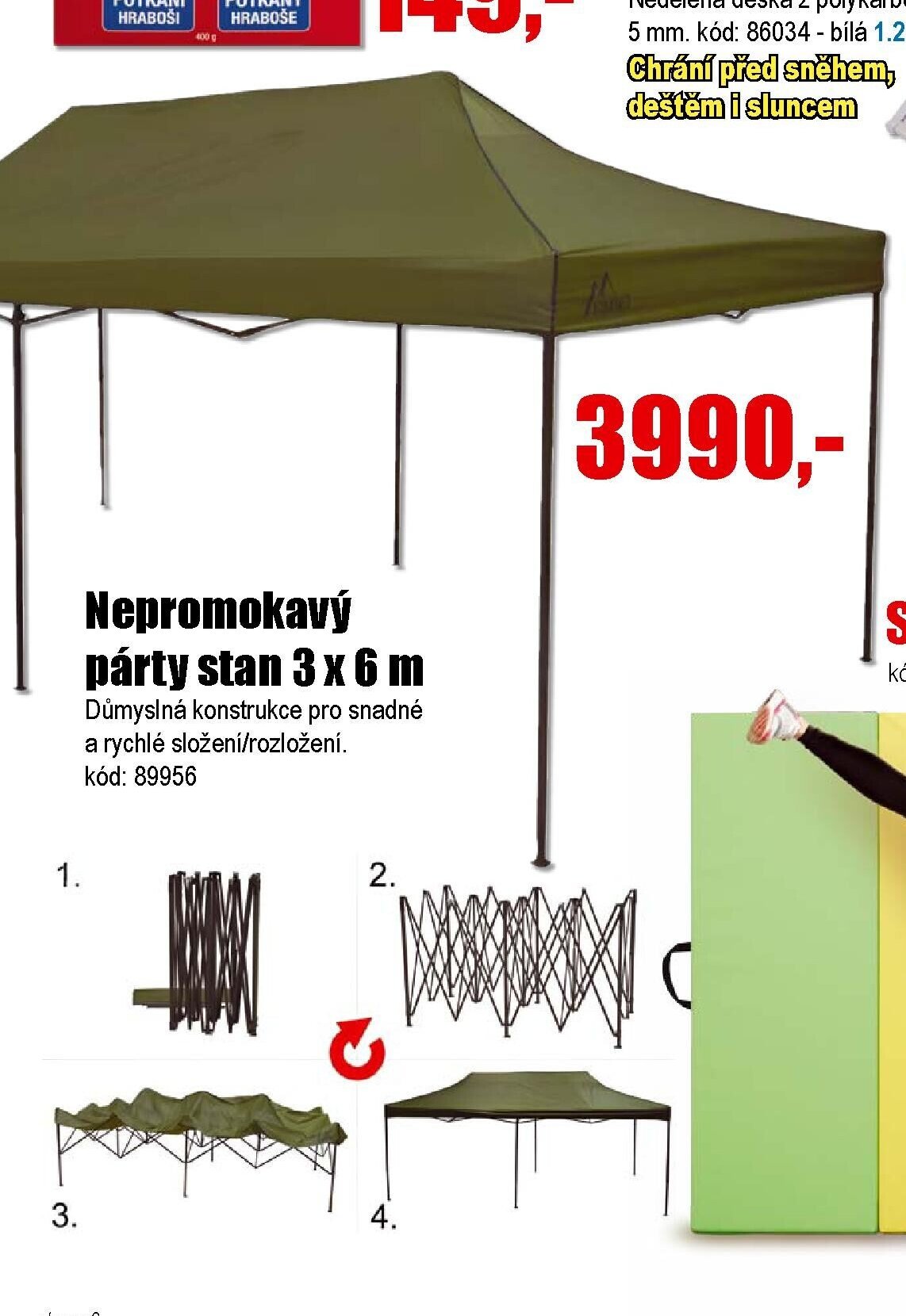 Nepromokavý párty stan 3 x 6 m