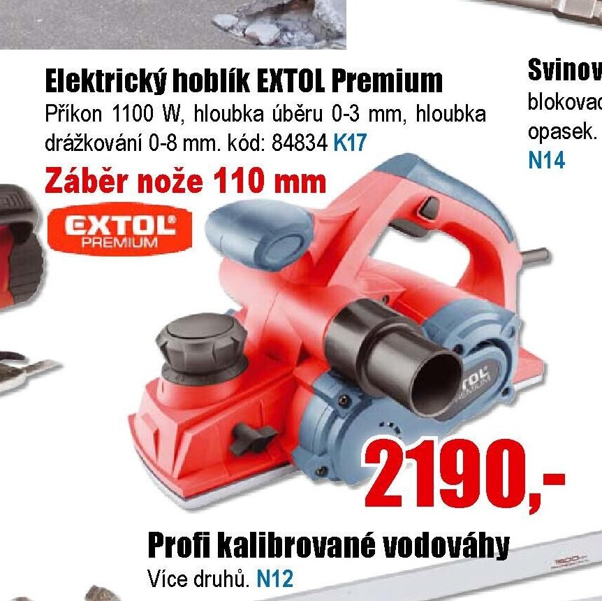 Elektrický hoblík EXTOL Premium
