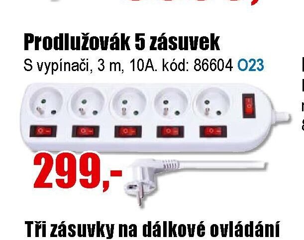 Prodlužovák 5 zásuvek
