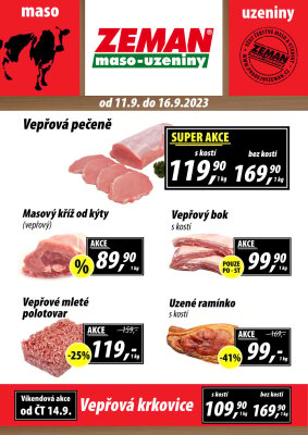 aktuální leták ZEMAN maso - uzeniny 11.9.2023-16.9.2023