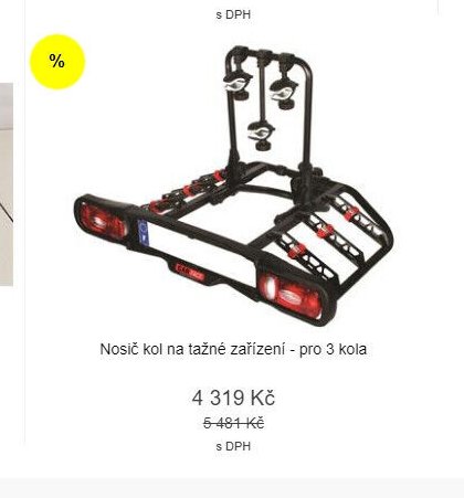 Nosič kol na tažné zařízení - pro 3 kola