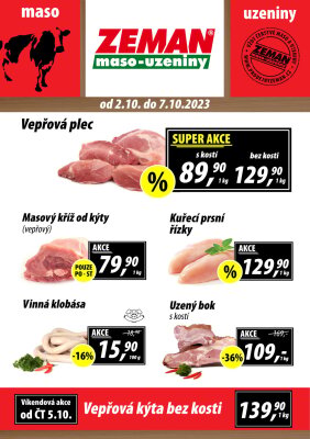 aktuální leták ZEMAN maso - uzeniny 2.10.2023-7.10.2023