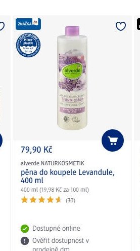 alverde NATURKOSMETIK pěna do koupele Levandule, 400 ml
