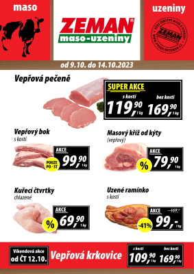 aktuální leták ZEMAN maso - uzeniny 9.10.2023-14.10.2023