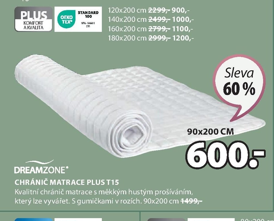 DREAMZONE CHRÁNIČ MATRACE PLUS T15
