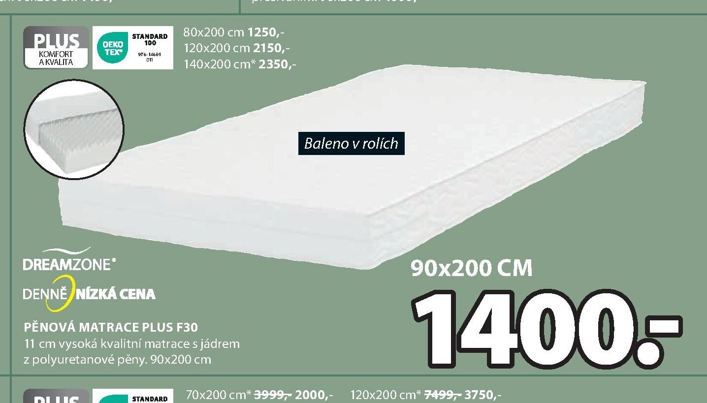 DREAMZONE PĚNOVÁ MATRACE PLUS F30