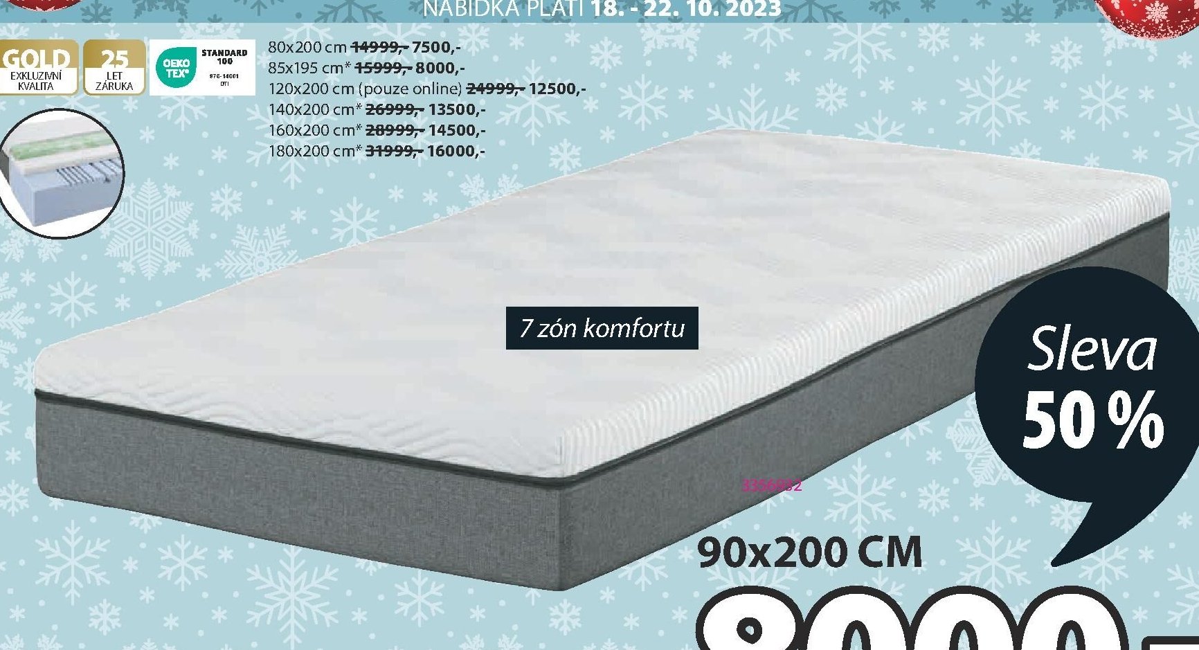 DREAMZONE PĚNOVÁ MATRACE GOLD F95