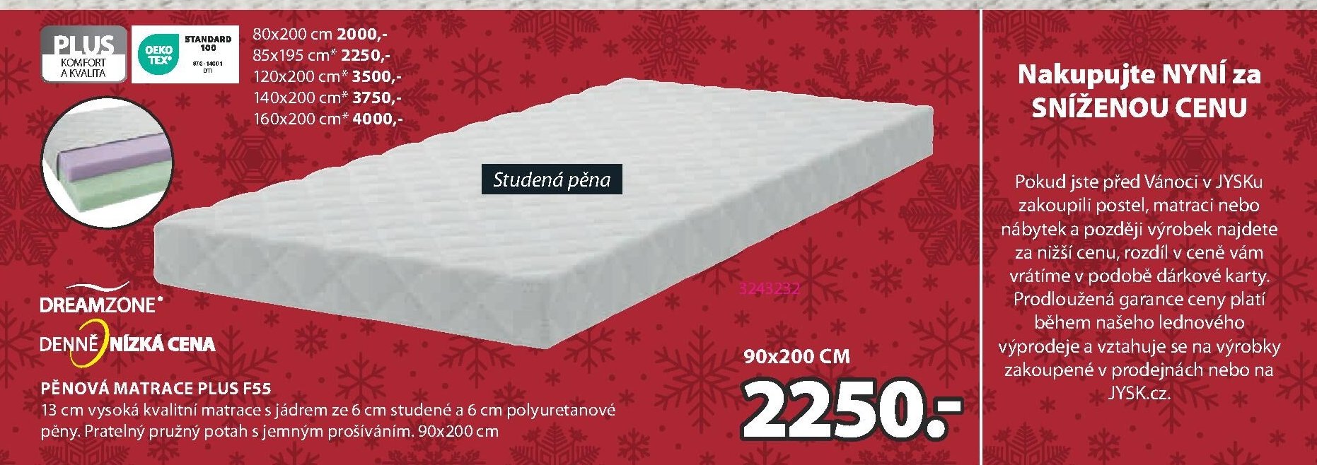 DREAMZONE PĚNOVÁ MATRACE PLUS F55