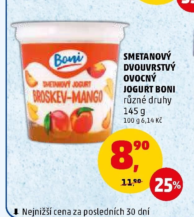 SMETANOVÝ DVOUVRSTVÝ OVOCNÝ JOGURT BONI