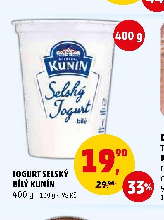 Jogurt selský bílý Kunín
