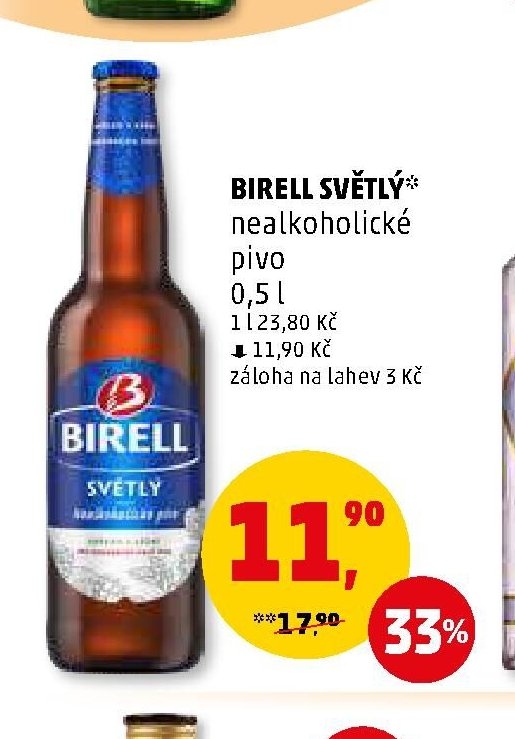 BIRELL SVĚTLÝ nealkoholické pivo