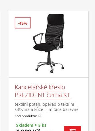 Kancelářské křeslo PREZIDENT černá K1