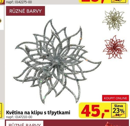 Květina na klipu s třpytkami