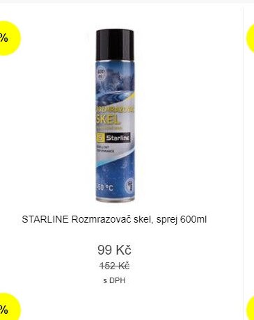 Starline Rozmrazovač skel, sprej 600ml