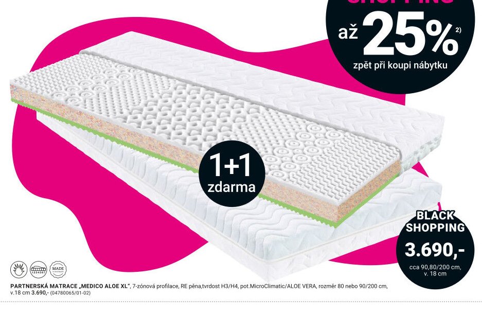 PARTNERSKÁ MATRACE „MEDICO ALOE XL