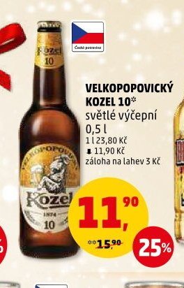 Velkopopovický Kozel 10 světlé výčepní 0,5 l