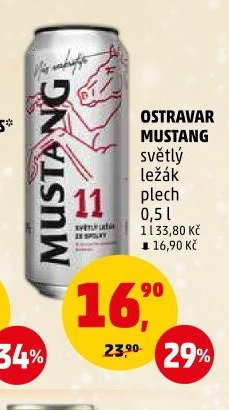 Ostravar Mustang světlý ležák plech 0,5 l