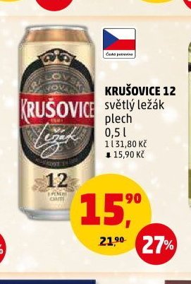 Krušovice 12 světlý ležák plech 0,5 l