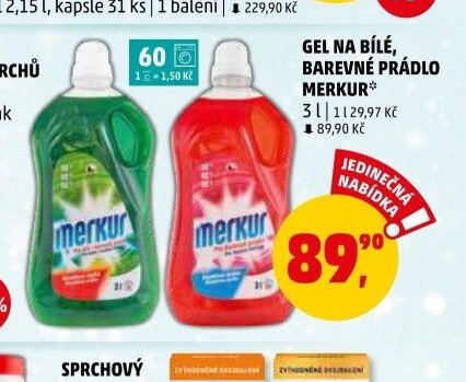 GEL NA BÍLÉ, BAREVNÉ PRÁDLO MERKUR