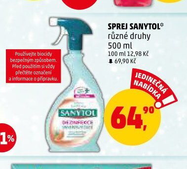 SPREJ SANYTOL různé druhy 500 ml