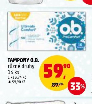 TAMPONY O.B. různé druhy 16 ks