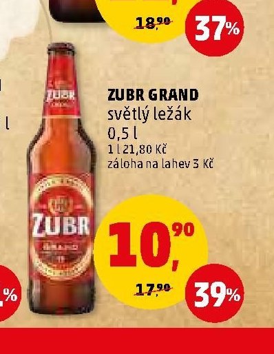 Zubr Grand světlý ležák 0,5 l