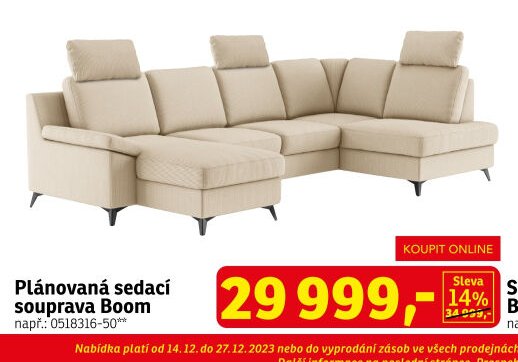 Plánovaná sedací souprava Boom