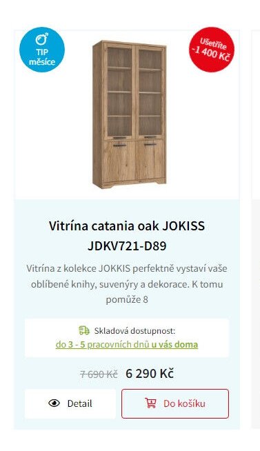 Vitrína catania oak JOKISS JDKV721-D89