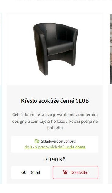 Křeslo ecokůže černé CLUB