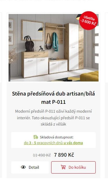 Stěna předsíňová dub artisan/bílá mat P-011