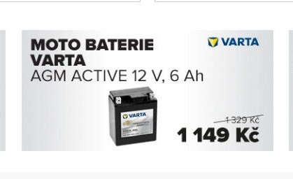 Moto baterie Varta AGM Active 12 V, 6 Ah