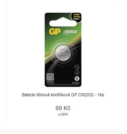 Baterie lithiová knoflíková GP CR2032 - 1ks
