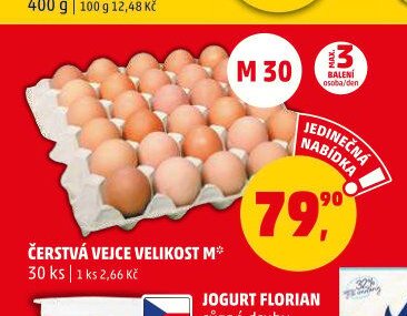 Čerstvá vejce velikost M 30 ks