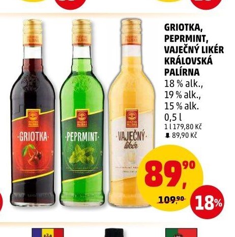 GRIOTKA, PEPRMINT, VAJEČNÝ LIKÉR KRÁLOVSKÁ PALÍRNA