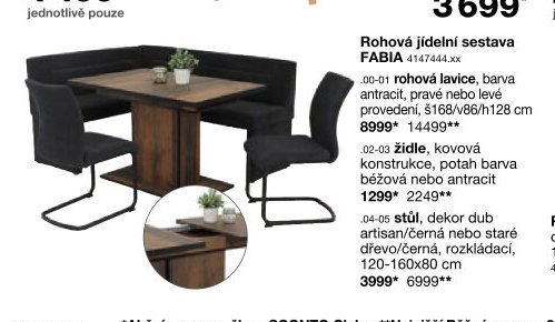 Rohová jídelní sestava FABIA
