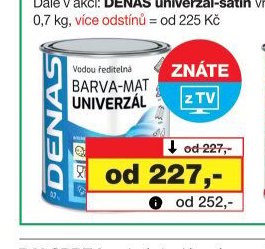 DENAS univerzál mat vrchní vodou ředitelná barva, 0,7 kg
