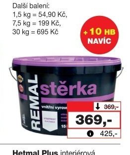 REMAL Stěrka k vyrovnání drobných nerovností, 15 kg