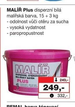 MALÍŘ Plus disperzní bílá malířská barva