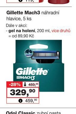Gillette Mach3 náhradní hlavice, 5 ks