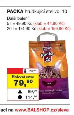 PACKA hrudkující stelivo